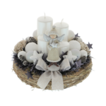 Coronita Advent inger alb cu 4 lumanari 20cm 1