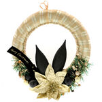 Black gold Christmas door wreath 25cm 2