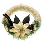 Black gold Christmas door wreath 25cm 3