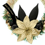 Black gold Christmas door wreath 25cm 5