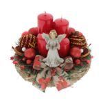 Advent decoration red with angel  20 cm