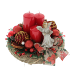 Advent decoration red with angel  20 cm 2