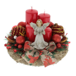 Advent decoration red with angel  20 cm 5