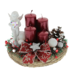 Advent burgundy wreath angel with heart 20cm