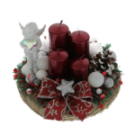 Advent burgundy wreath angel with heart 20cm 2