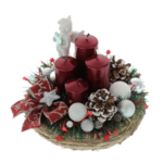 Advent burgundy wreath angel with heart 20cm 3