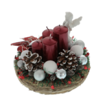 Advent burgundy wreath angel with heart 20cm 4
