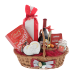 Easter gift basket with wine, sweets and Holy Family icon 1