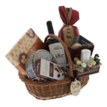 Elegant Easter gift basket with coffee and Lucky Easter cake 2