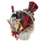 Coș cadou Paște Sweet Bunny – coș festiv cu vin Bordeaux, cozonac, dulciuri și iepuraș decorativ 3