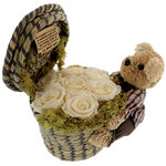 Forever Rose Basket With Teddy Bear