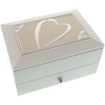 White Jewelry Box with Drawer Heart 1