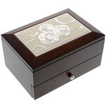 Brown Jewelry Box with Drawer and Roses 1