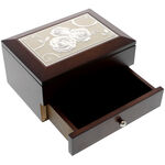 Brown Jewelry Box with Drawer and Roses 2