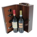 Box with accessories and bottles of Italian red wine 1