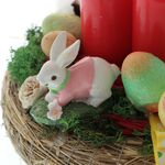 Húsvéti dekoráció nyúl és 3 piros gyertyával 5