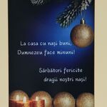 Karácsonyi üdvözlőlap Násznagyoknak fa támasztékkal 2