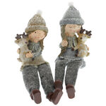 Figurine girl with reindeer textile legs 5