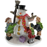 Snowman figurine with 3 children