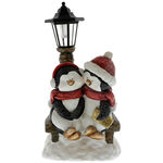 Illuminated pillar figurine with penguins 48 cm 1