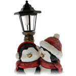 Illuminated pillar figurine with penguins 48 cm 4