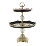 Murano Luxurious black and gold tiered fruit stand 47cm 8