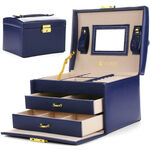 Blue Jewelry Box with 2 Drawers 1