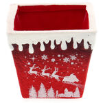 Square Christmas Tree Pot Red-White 2