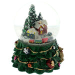 Musical globe snow fir tree 14cm 2