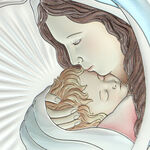 Virgin Mary silver colored icon 15cm 7