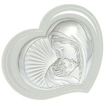Silver plated icon Virgin Mary white heart 14cm 2