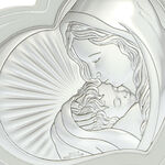 Silver plated icon Virgin Mary white heart 14cm 6