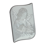 Icoană argintată îngerul păzitor margini ondulate 13cm