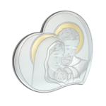 Szent Család ezüstözött szív ikon 15cm 2