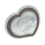 Icoana inima decupaj Sfanta Familie argintata 21cm 2