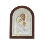 Vaulted Orthodox icon of the Holy Family with silver 19cm