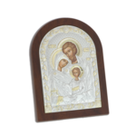 Vaulted Orthodox icon of the Holy Family with silver 19cm 2