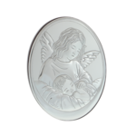 Icoană ovală argintată Îngerul păzitor 13cm 2