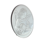 Icoană ovală argintată Îngerul păzitor 13cm 3