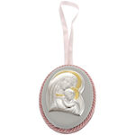 Oval Icon Mother Mary Pink 2