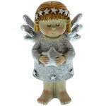 Gray ceramic angel standing 9cm 2