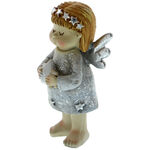 Gray ceramic angel standing 9cm 3