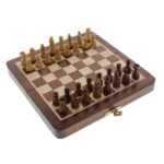 Magnetic chess and checkers game elegant maple wood 19cm 2