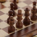 Magnetic chess and checkers game elegant maple wood 19cm 5