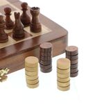 Magnetic chess and checkers game elegant maple wood 19cm 7
