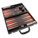 Backgammon luxus játék aktatáskába fekete-piros 3