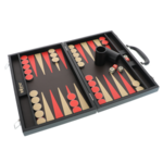 Backgammon luxus játék aktatáskába fekete-piros 4