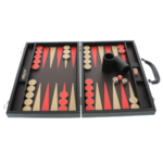 Backgammon luxus játék aktatáskába fekete-piros 5