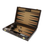 Backgammon játék barna bőr Exclusivista táskában 4