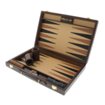 Backgammon játék barna bőr Exclusivista táskában 5